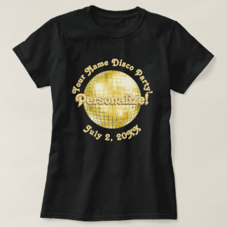 Gold Retro Disco Ball PERSONALIZED T-Shirt