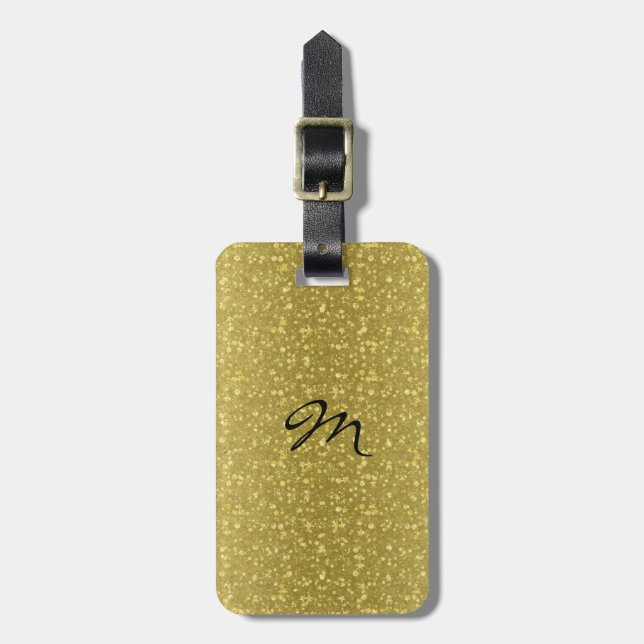 Gold Retro Glitter And Sparkles Luggage Tag (Front Vertical)
