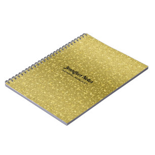 Gold Retro Glitter And Sparkles Notebook
