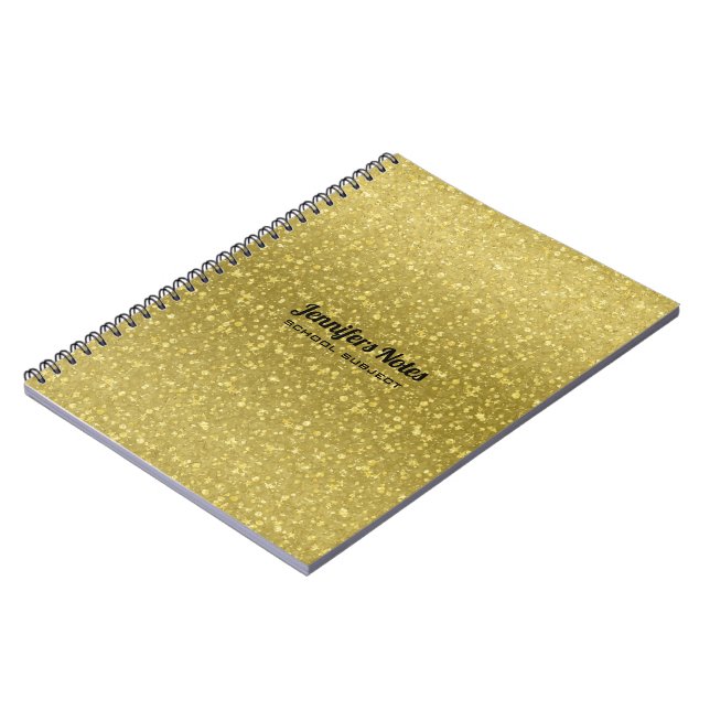 Gold Retro Glitter And Sparkles Notebook (Left Side)
