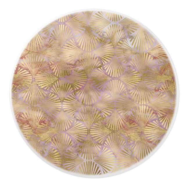 GOLD RETRO MARBLE FAN CUSTOM CERAMIC KNOB (Front)