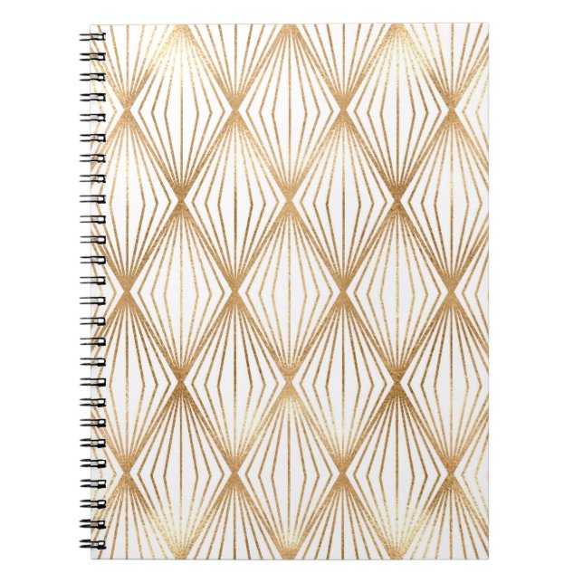 Gold rhombus tiles, geometric pattern. notebook (Front)