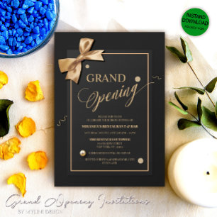 Gold Ribbon Black Grand Opening - Store Opening Invitation