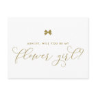 Gold Ribbon Bow Will You Be My Flower Girl Card