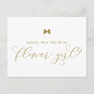 Gold Ribbon Bow Will You Be My Flower Girl Card