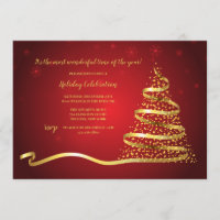 Gold Ribbon Christmas Party Invitation