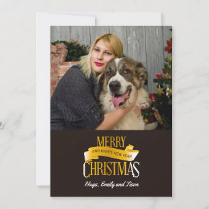 Gold Ribbon Christmas Photo Card