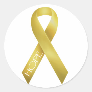 Gold Ribbon Classic Round Sticker