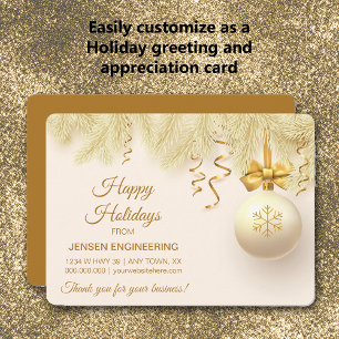 Gold Ribbon Corporate Thank You Holiday Card