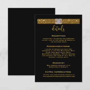 Gold Ribbon Diamond Brooch Wedding Enclosure Card