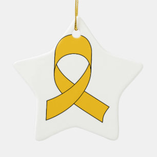Gold Ribbon Drawing Ceramic Ornament