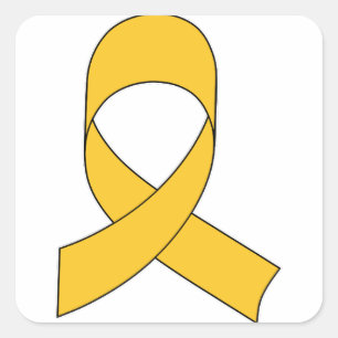Gold Ribbon Drawing Square Sticker
