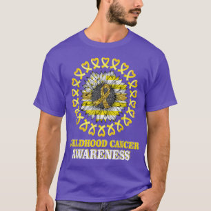 Gold Ribbon Flag Sunflower Childhood Cancer Awaren T-Shirt