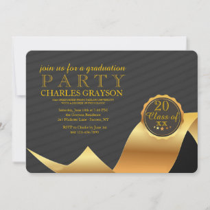 Gold Ribbon Graduation Invitation