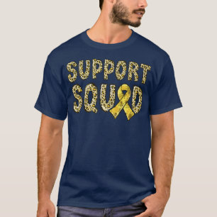 Gold Ribbon Leopard Print Support Squad Childhood T-Shirt