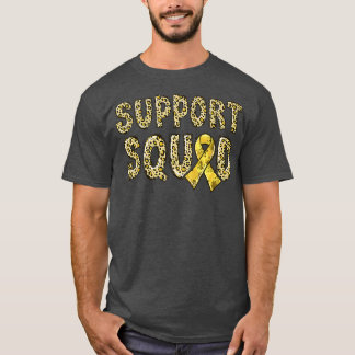 Gold Ribbon Leopard Print Support Squad Childhood  T-Shirt