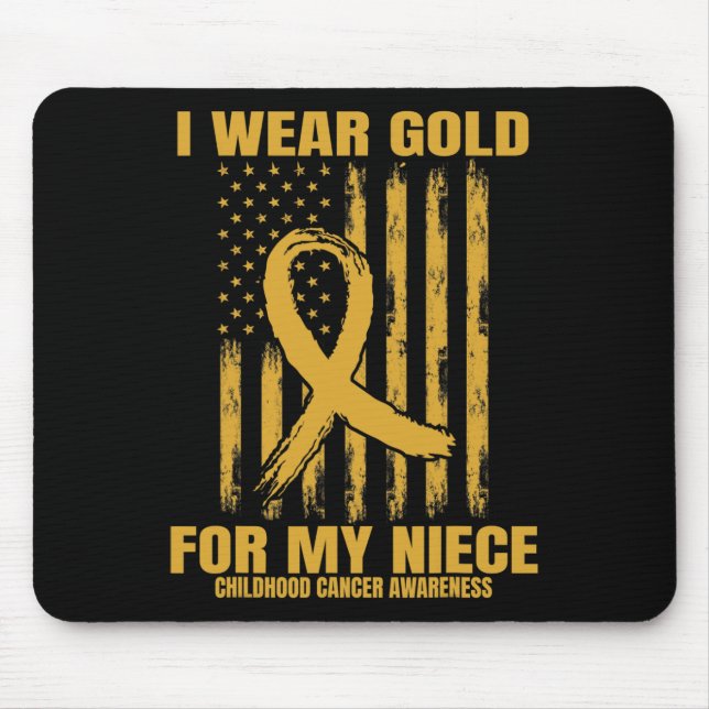 Gold Ribbon Niece Childhood Cancer Awareness Ameri Mouse Pad (Front)