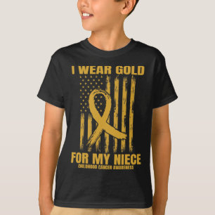 Gold Ribbon Niece Childhood Cancer Awareness Ameri T-Shirt