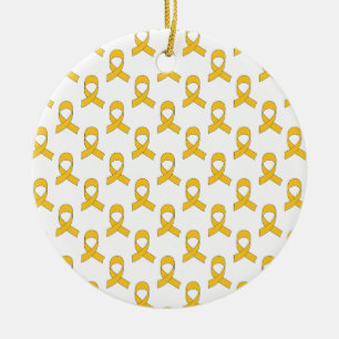 Gold Ribbon Pattern Ceramic Ornament