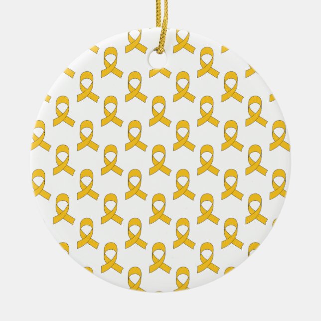 Gold Ribbon Pattern Ceramic Ornament (Front)