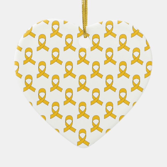 Gold Ribbon Pattern Ceramic Tree Decoration (Front)