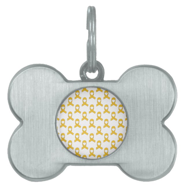 Gold Ribbon Pattern Pet ID Tag (Front)