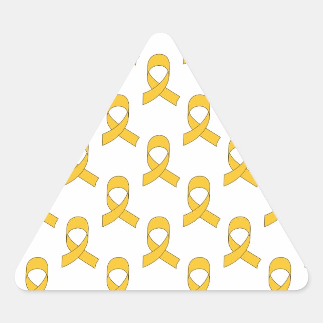 Gold Ribbon Pattern Triangle Sticker (Front)