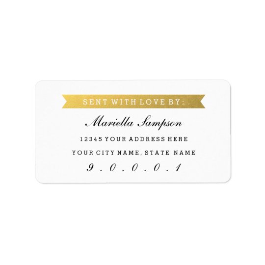 Gold Ribbon Sent to you From with Custom Address Address Label