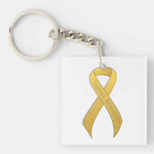 Gold Ribbon Support Awareness Key Ring