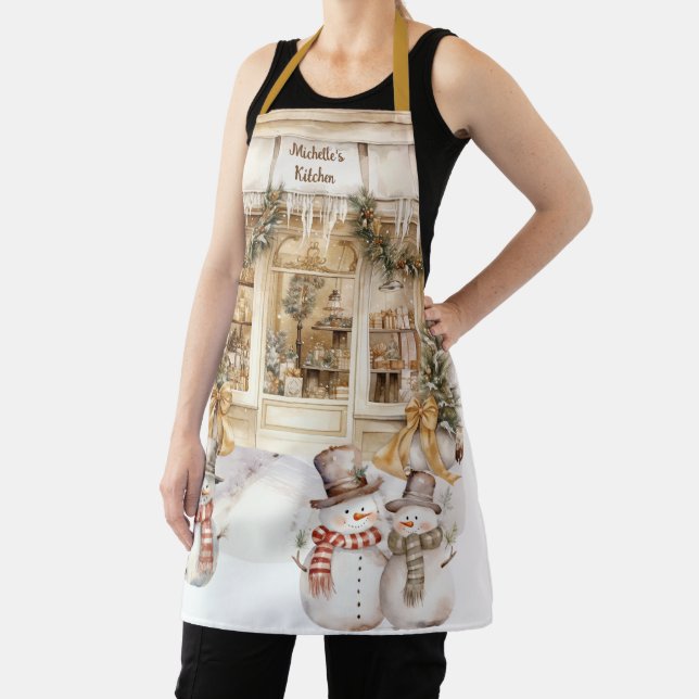 Gold Ribbon Winter Bakery Apron (Insitu)