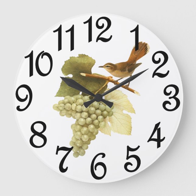Gold Riesling Grapes Large Clock (Front)