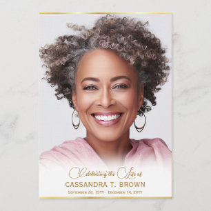 Gold Rim Photo Funeral Program