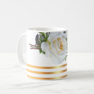 Gold Rimmed Floral Coffee Mug