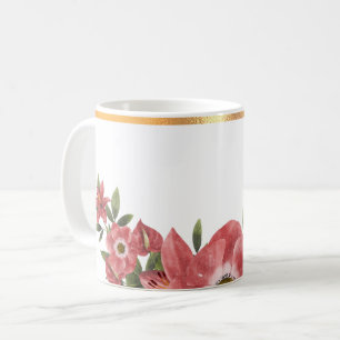 Gold Rimmed Floral Coffee Mug
