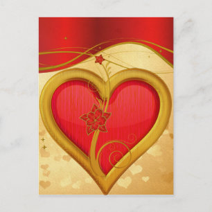 Gold Rimmed Heart Postcard