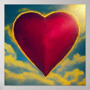 Gold Rimmed Red Heart Poster