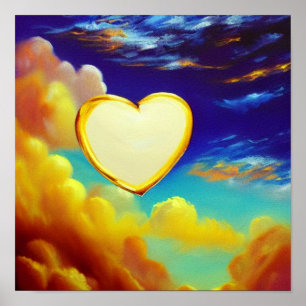 Gold Rimmed White Heart Poster