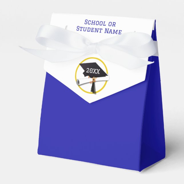 Gold Ring on Grad Cap Graduation Favour Box (Front Side)