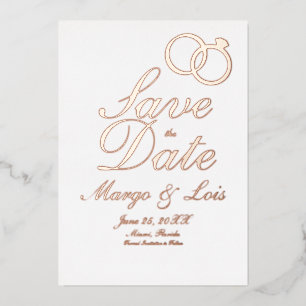 Gold Ring Save the Date Pressed Foil Invitation