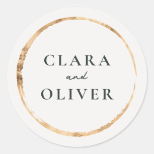 Gold Ring Sunset Oregon Coast Wedding Envelope Classic Round Sticker