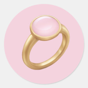 Gold Ring with Pink Gem Emoji Art Classic Round Sticker