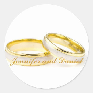 Gold Rings Bride Groom Wedding Favour Stickers