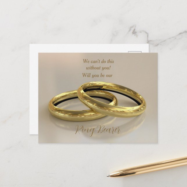 Gold Rings  Ring Bearer Invitation  (Front/Back In Situ)
