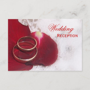 Gold Rings Rose Petals Wedding Enclosure Card