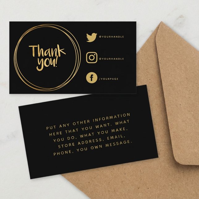 Gold rings thank you Social Links appreciation Enclosure Card (Gold rings thank you Social Links appreciation Enclosure Card.)