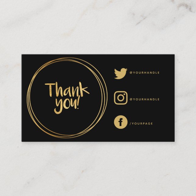 Gold rings thank you Social Links appreciation Enclosure Card (Front)