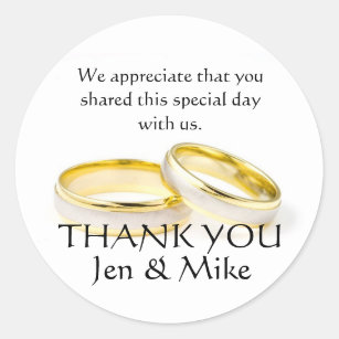 Gold Rings Thank You Wedding Favour Stickers