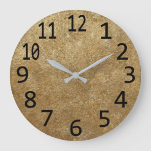 Gold Ripples Circular Pattern Metallic Look Clocks
