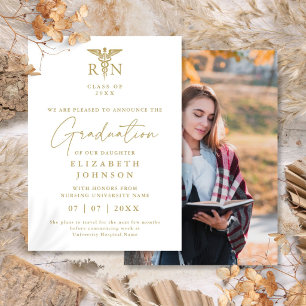 Gold RN Nursing Graduation Photo Announcement