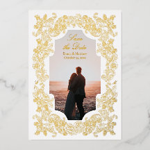 Gold Rococo Photo Save the Date
